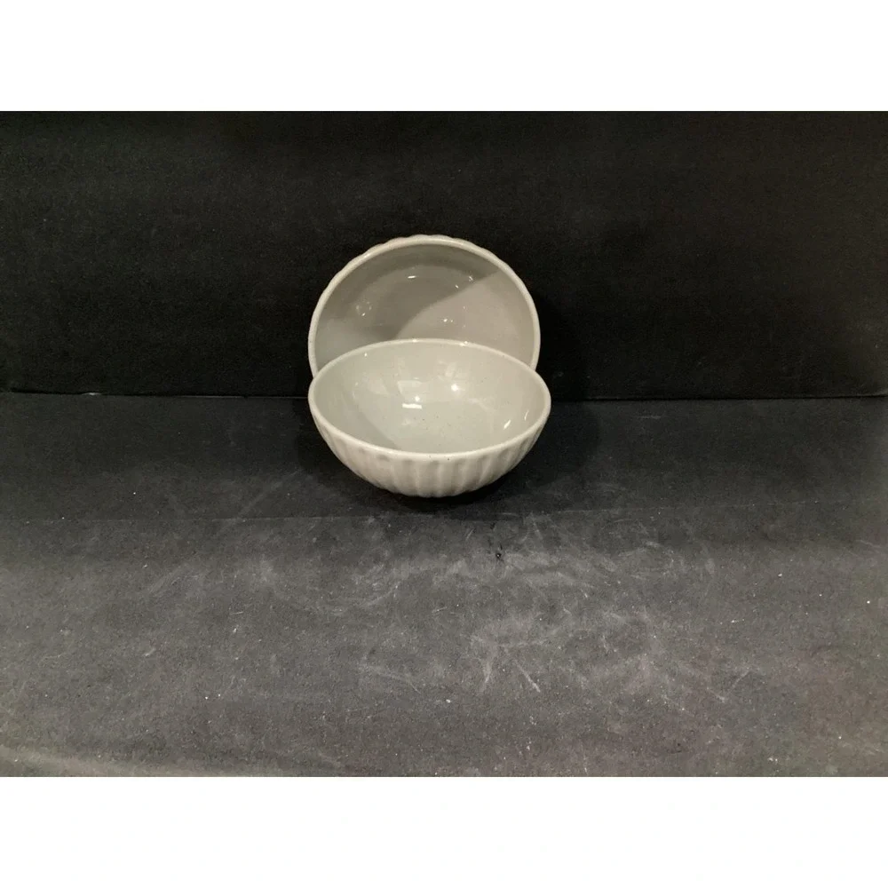 West Elm Gray Speckled Cereal Bowls,‎ Set Of 2, Minimalist Stoneware Dinnerware
